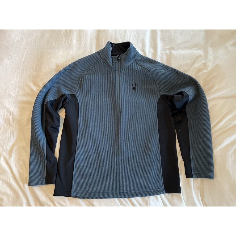 Spyder Jacket Quarter Zip Knit Pullover Jacket Blue Thermaweb Sweater Men’s Med